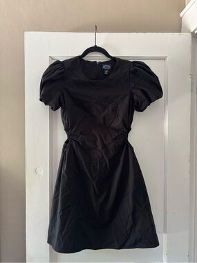 Black Puff-Sleeve Mini Dress